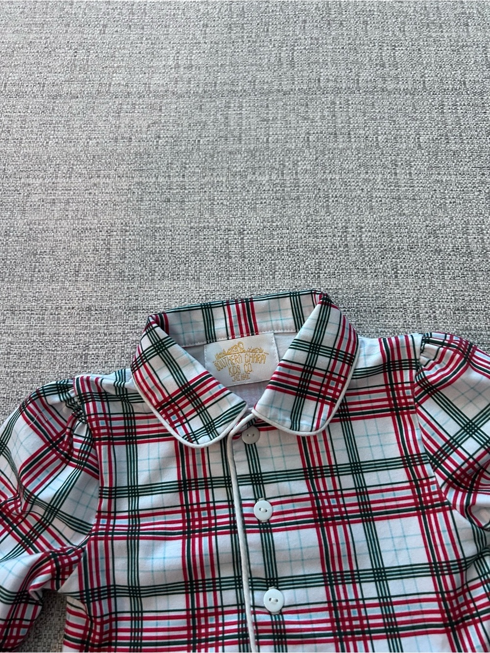 Southern Charm Kids Co. Plaid Button-Up Long Gown Pajama.        Size 12-18M - Picture 3 of 6